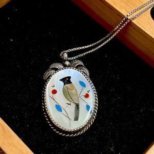 Native American Bird Inlay Necklace